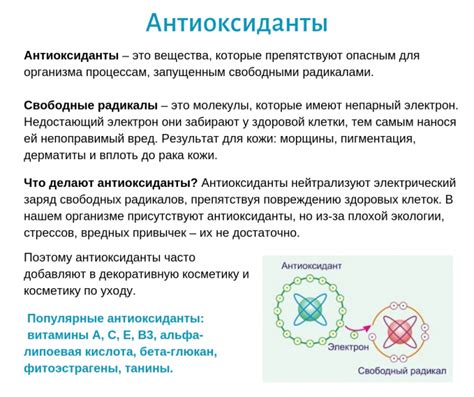 Действие антиоксидантов на кожу