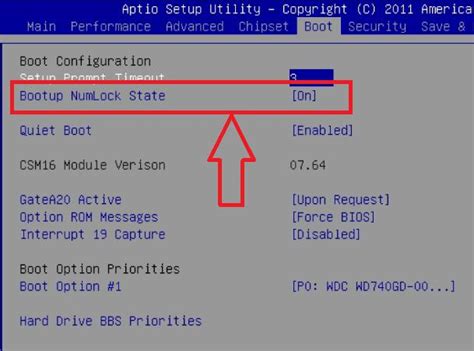 Зачем изменять bootup numlock state в BIOS