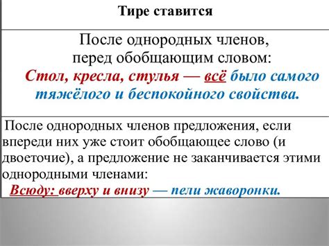 Использование тире в предложениях