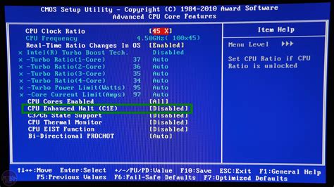 Настройка Enhanced Halt State C1E в BIOS