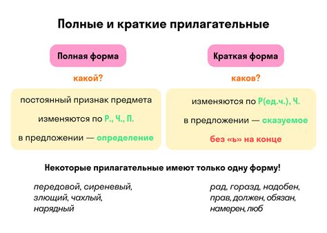 Определение и особенности кратких прилагательных