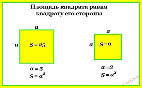 Определение площади квадрата со стороной 81