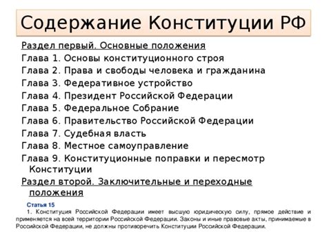 Основные положения главы 2 Конституции РФ