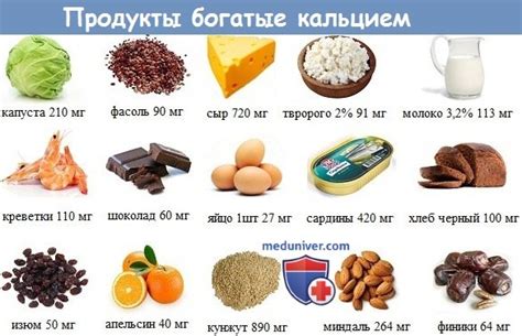 Питательные продукты, богатые кальцием