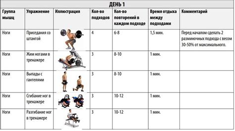 План тренировок в спортзале