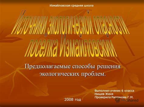 Предполагаемые способы решения проблемы