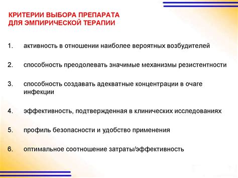 Предпосылки выбора препарата