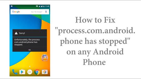 Причины ошибки "com.phone has stopped" на Android