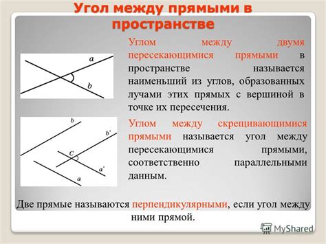 Свойства угла между пересекающимися прямыми