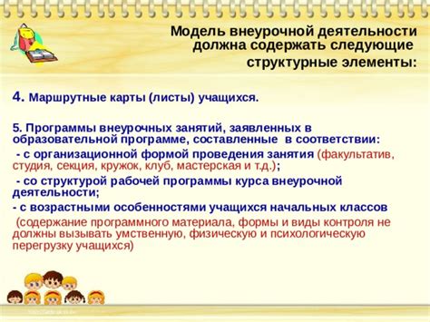 Содержание и программы кружков и внеурочных занятий