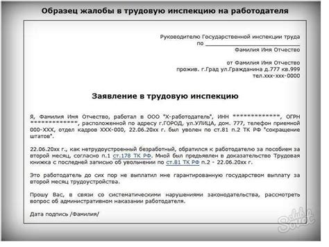 Составить жалобу в трудовую инспекцию
