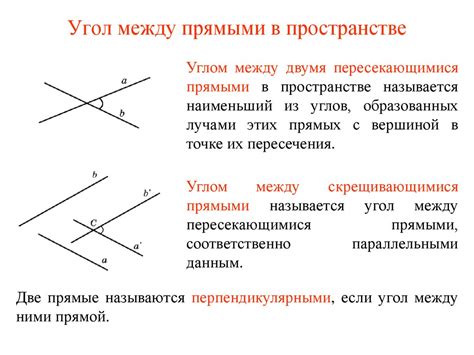 Угол между пересекающимися прямыми: определение и свойства