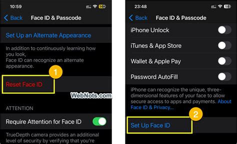 Удаление и повторная настройка Face ID