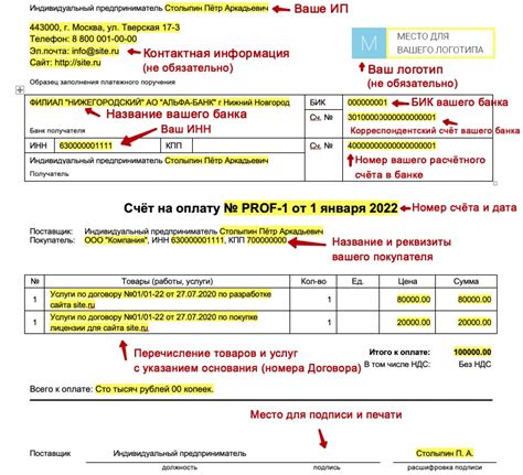 Удобное предоставление счета в соответствии с требованиями