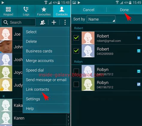 Управление контактами в com samsung android contacts