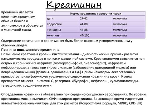 Факторы, влияющие на уровень креатинина в крови