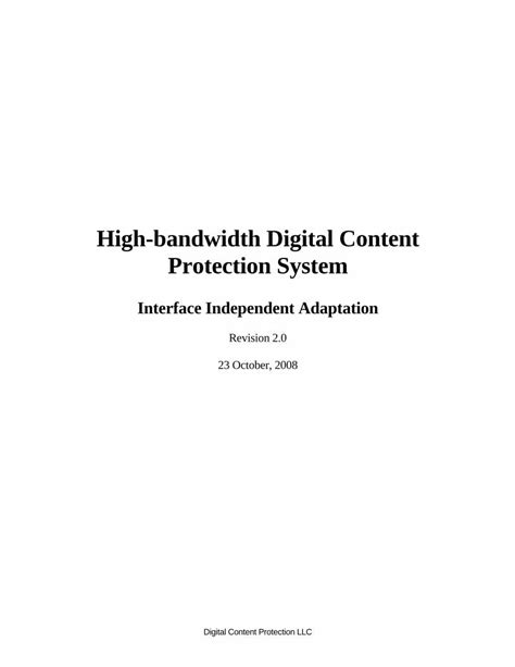 High Bandwidth Digital Content Protection: защита контента высокой пропускной способности